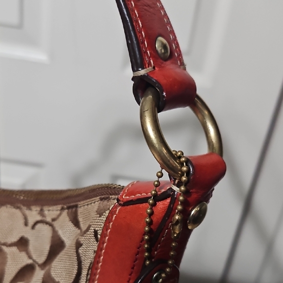 Coach EUC Y2K Half Moon Brown and Red Signature Shoulder Bag - Picture 6 of 16